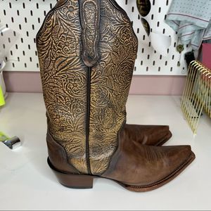 Macona tooled floral leather boots